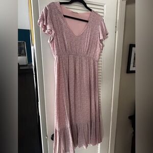 Hello Miz Pink Ruffle Sleeve Maternity Dress